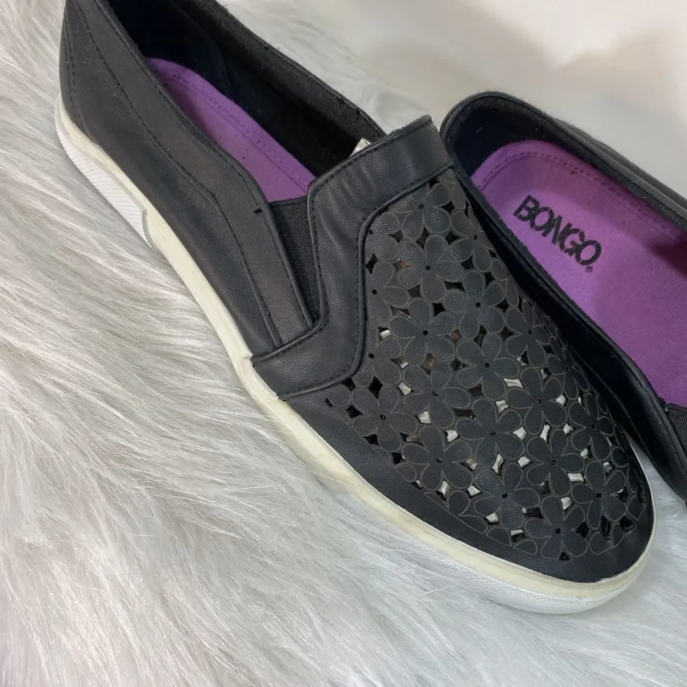 Black Bongo Lasercut Slip On Shoes size 10